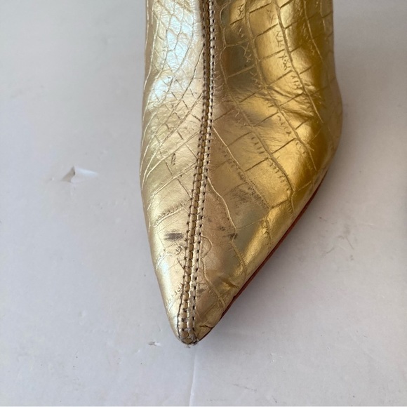 UIB Vicenza Free People Tokyo Tall Gold Metallic Animal Print Boots Sz 7 - Picture 9 of 14